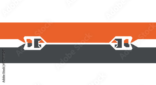Abstract Arrow Design with Orange and Black Stripes.