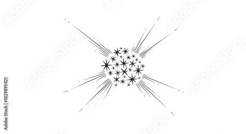 Abstract starburst explosion with radiating lines and celestial pattern
