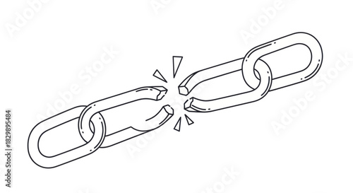 Visual Representation of a Broken Chain Signifying Disconnection or Fragility