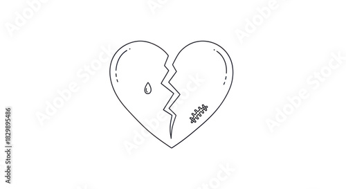 Minimalist Illustration of a Broken Heart Symbolizing Heartbreak and Emotional Pain