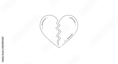 Minimalist Illustration of a Broken Heart Symbolizing Heartbreak and Emotions