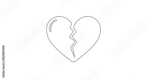 Minimalist Illustration of a Broken Heart Depicting Heartbreak and Emotional Pain