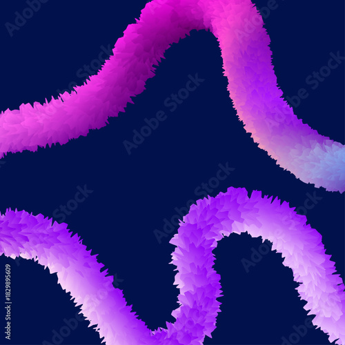 Abstract background with fluffy purple and pink neon worm shapes