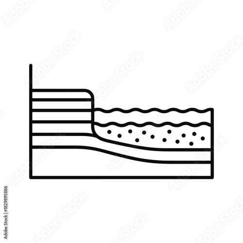 Geological Cross-Section of Land and Water with Sediment Layers