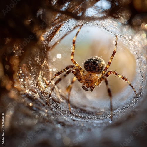 Spider on the web, closeup