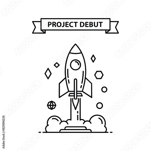 Project Debut Rocket Launch Outline Icon