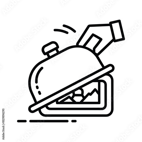 Hand Serving Hot Food with Cloche on Platter Icon