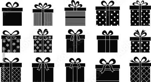 Colorful gift boxes, holiday packaging, festive wrapping, ribbon decorations, Christmas presents, birthday surprise, celebration design, seasonal decor, party elements, cheerful style