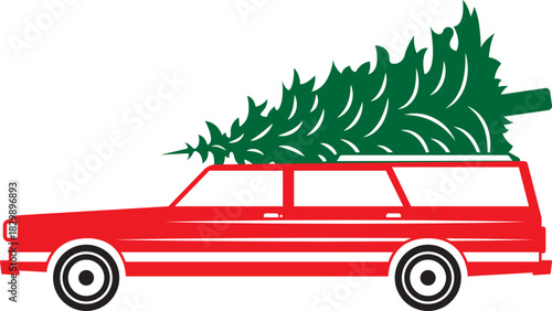 Christmas Truck & Tree Eps, Images Vector File
