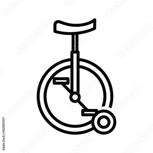 Simple Outline Unicycle Icon with Stabilizer Wheel