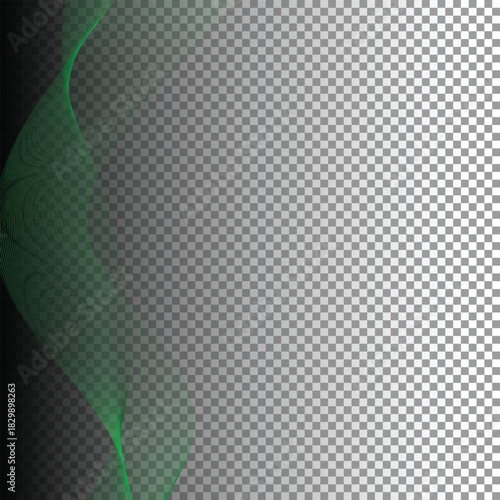 Abstract digital mesh pattern with green particle effect fading to gray