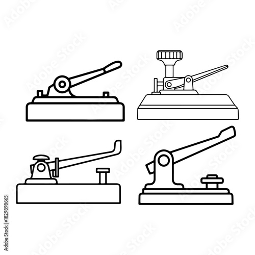 Stapler Office Tool Icon, Desk Stationery Equipment Black Silhouette