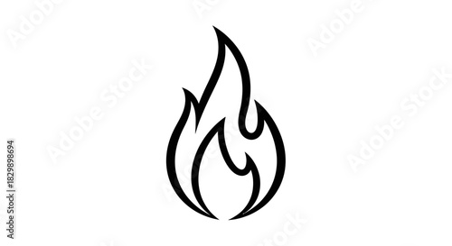 Minimal Black Outline of a Dynamic Flame Icon for Fire Safety or Energy Symbols