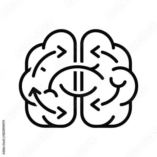 Brain Hemispheres with Circulating Arrows Icon