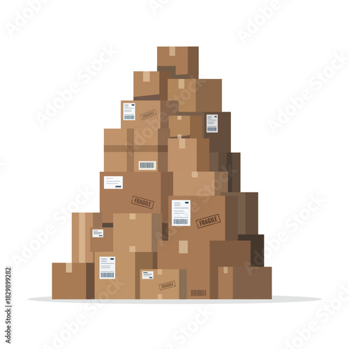 Stacked cardboard boxes ready for shipment