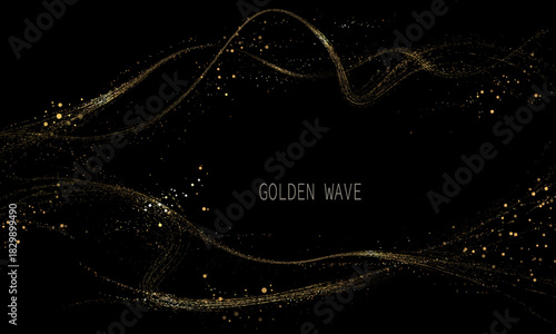 A background with exquisite glittering waves and an isolated golden wavy pattern.