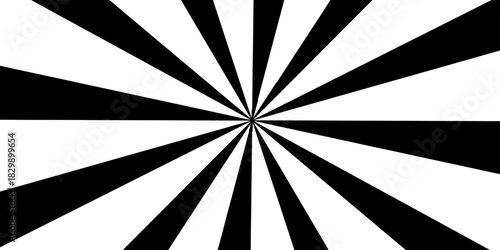 Black and white sunburst design background with radial stripes pattern. Abstract radial burst pattern isolated on transparent background.