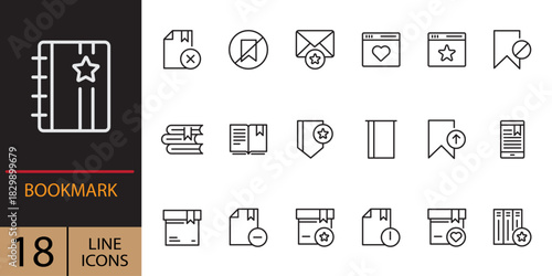 Book, Bookmark, Diary Line Icon Collection. Outline Signs for Graphic and Web Design, Apps, Adverts, Various Cards. Outline icons set for Bookmark. Access digital to star slot tab bookmark icons next.