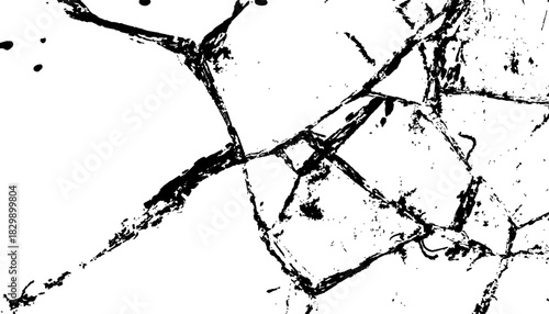  Glass with sharp, jagged cracks against a bright white background. Shattered glass breaks on white background. Glass cracks, isolated on a white background.