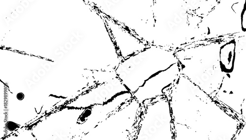  Glass with sharp, jagged cracks against a bright white background. Shattered glass breaks on white background. Glass cracks, isolated on a white background.