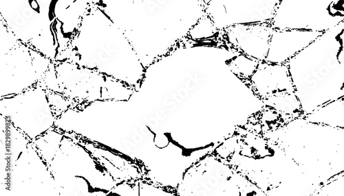  Glass with sharp, jagged cracks against a bright white background. Shattered glass breaks on white background. Glass cracks, isolated on a white background.