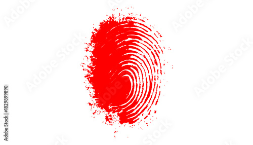 Tableau sur toile Red human ink fingerprint isolated on white background