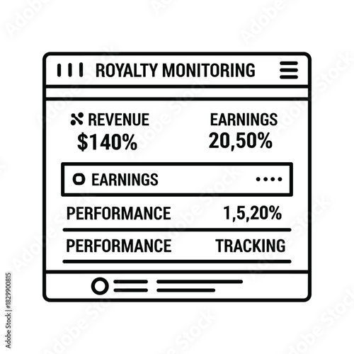 Royalty Monitoring App Interface Outline Icon