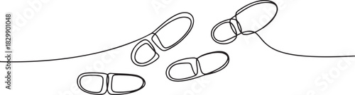 Continuous one line drawing of footsteps. one line Icon drawing