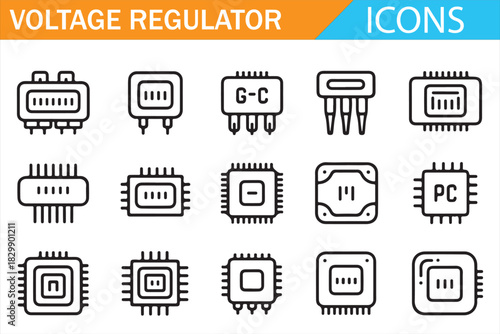 Semiconductor voltage regulator and PCB component line icons