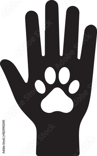 Support animal rescue with paw print in hand for adoption awareness and veterinary campaigns, showing love and care for pets in shelters