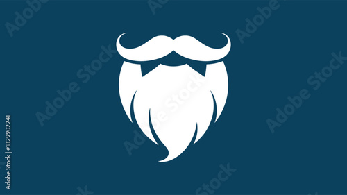  “Stylized beard and mustache silhouette icon with clean white facial hair shape on dark background, modern barbershop emblem, grooming symbol, men’s style graphic and masculine design element”
