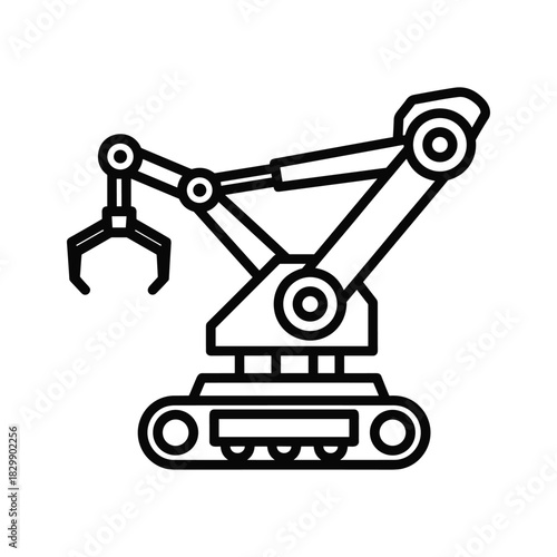 Robotic Arm with Gripper on Tracks Icon