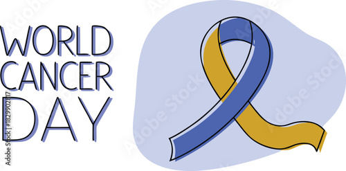 World cancer day awareness ribbon vector graphic for global event