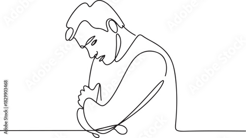 continuous line drawing of men being disappointed vector illustration. one line Icon drawing
