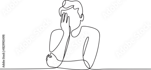 continuous line drawing of men being disappointed vector illustration. one line Icon drawing