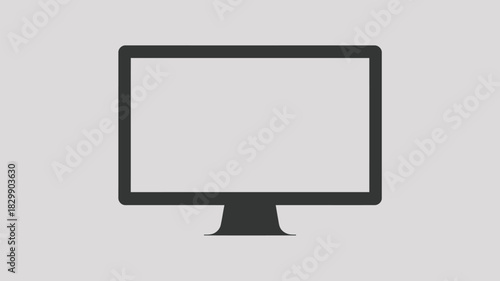 A simple graphic illustration of a computer monitor with a gray background and dark gray outline
