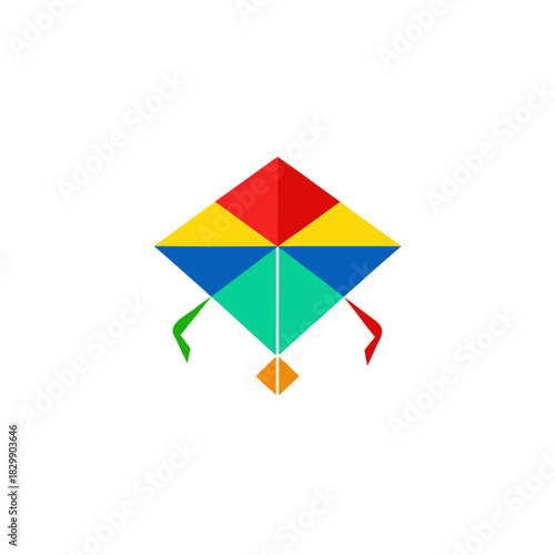 Free Download Colorful kite made of geometric shapes illustration on transparent background - GFXLoad