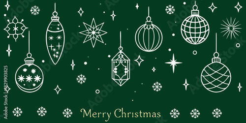 Elegant christmas card design with deep emerald green background and festive elements