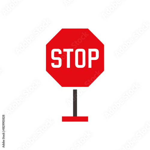 Illustration of a red stop sign on a white background on transparent background