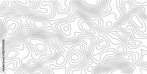The black grey on white contours vector topography stylized height of the lines. The concept of a conditional geography scheme and the terrain path. Ultra wide. Map vector terrain Illustration.	