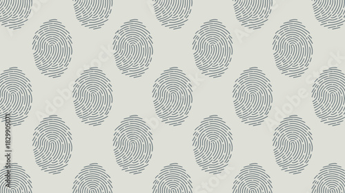 Pattern of gray fingerprint images arranged in a repeating design against a light gray background surface