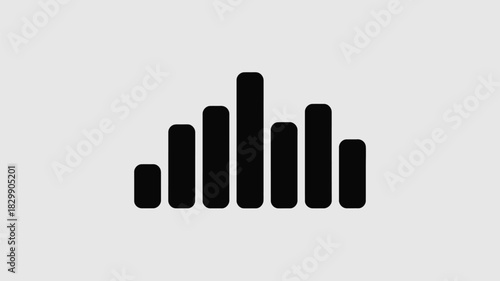 A simple graphic of a black sound wave equalizer against a white background in a minimalist style