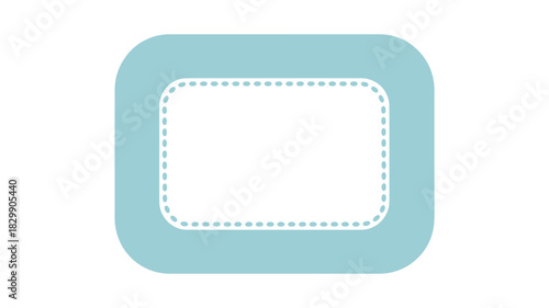 A light blue rounded rectangle with a white rectangle inside with a dotted line border around it