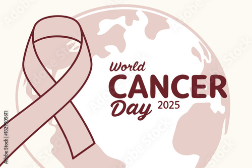 World cancer day 2025 global awareness, pink ribbon support