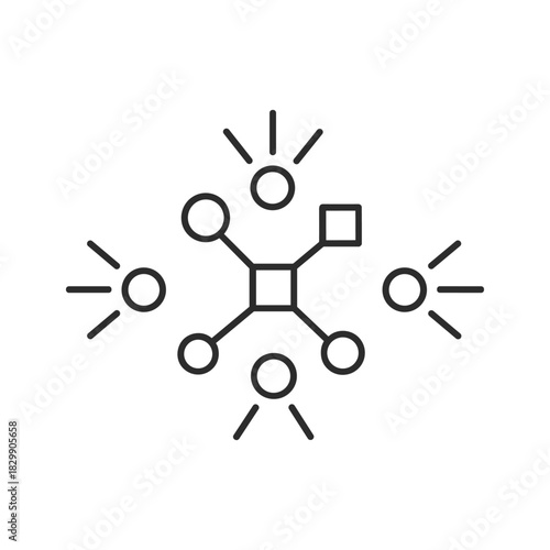 Smart Network System with Active Nodes Line Icon