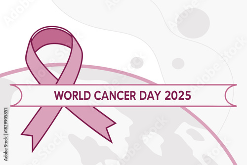 World cancer day 2025 awareness ribbon for global health support