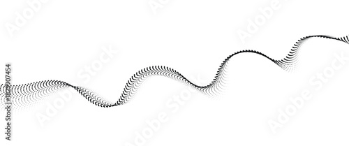 Flowing Dot Wave halftone gradient pattern on transparent background	
