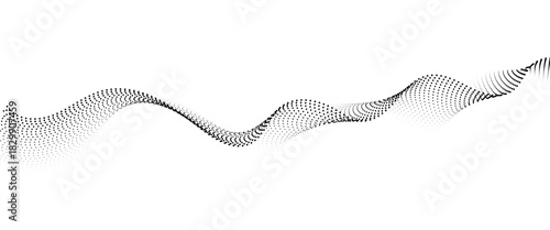 Flowing Dot Wave halftone gradient pattern on transparent background	
