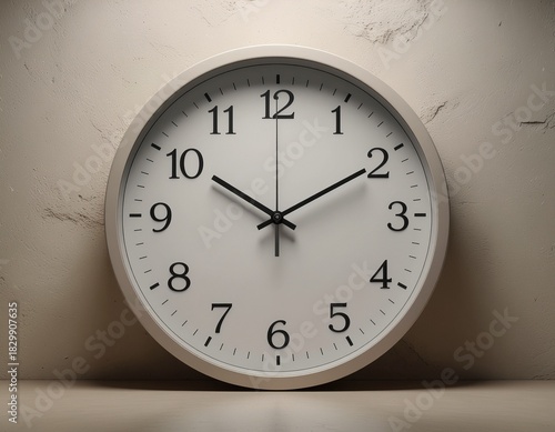 Wallpaper Mural Minimalist White Clock on Neutral Background Time Management Concept Torontodigital.ca