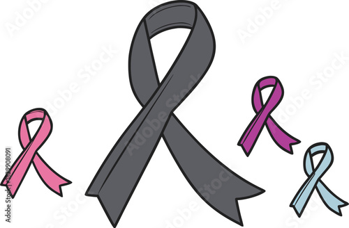 Awareness ribbons vector illustration for various causes support
